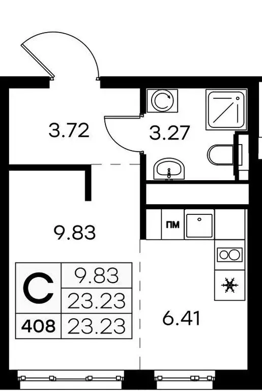 Квартира-студия: Санкт-Петербург, улица Шкапина, 15 (24.3 м) - Фото 1