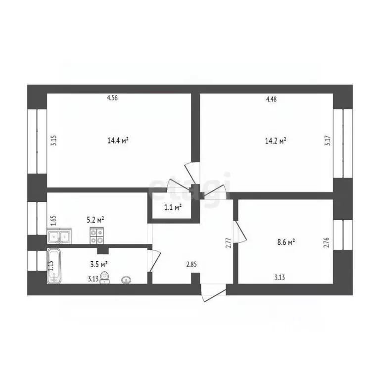 3-к кв. Тюменская область, Тюменский муниципальный округ, с. Борки ул. ... - Фото 1