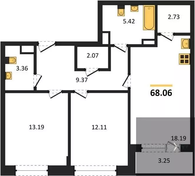 2-комнатная квартира: Воронеж, Ленинградская улица, 29Б (68.06 м) - Фото 0