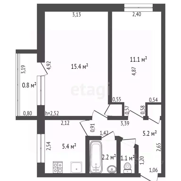 2-к кв. Брянская область, Брянск Авиационная ул., 18 (41.0 м) - Фото 2