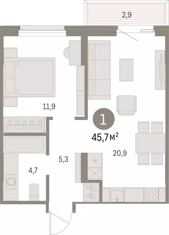 1-комнатная квартира: Курган, жилой район Центральный, ЖК Дом Кино ... - Фото 2