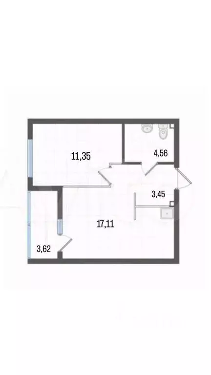 Квартира, 1 комната, 36.79 м - Фото 1