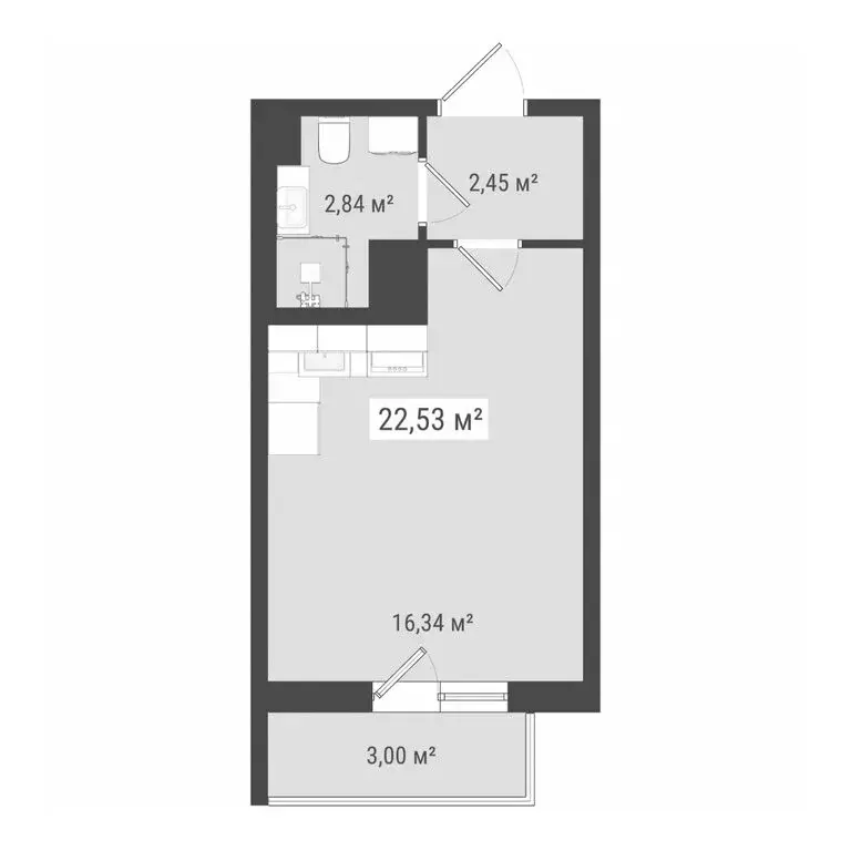 Квартира-студия: Бугры, Петровский бульвар, 28 (22.53 м) - Фото 1
