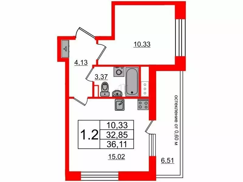 1-комнатная квартира: санкт-петербург, кубинская улица, 78е (32.85 м) - Фото 0