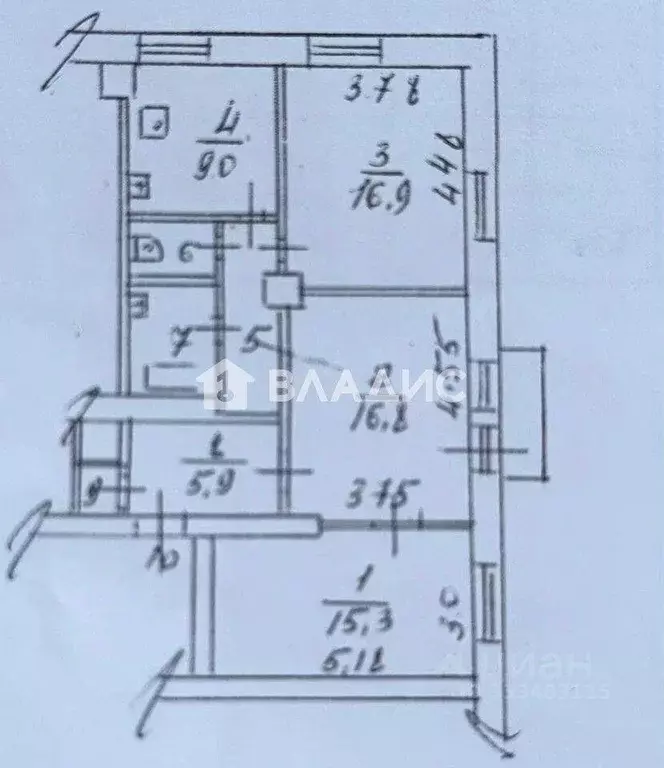 Квартира, 3 комнаты, 74.59 м - Фото 1