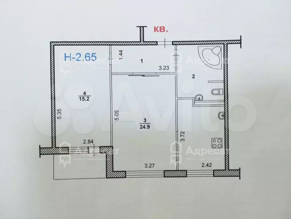 2-к. квартира, 51,5 м, 9/9 эт. - Фото 0