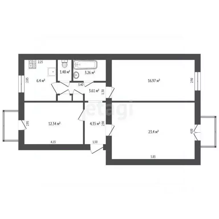 3-к кв. Севастополь ул. Большая Морская, 38 (72.4 м) - Фото 2