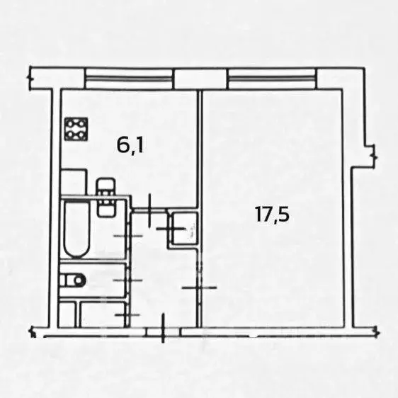 Квартира, 1 комната, 33.4 м - Фото 1