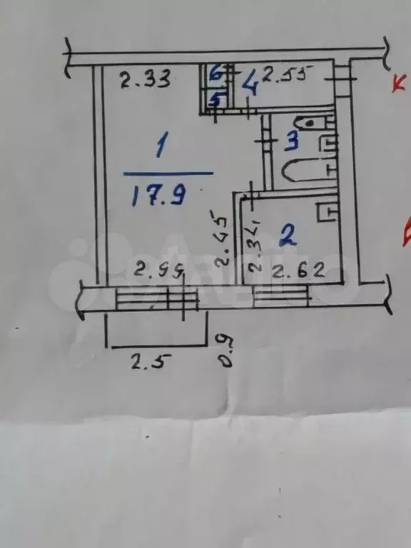 1-к. квартира, 31,3 м, 4/5 эт. - Фото 0