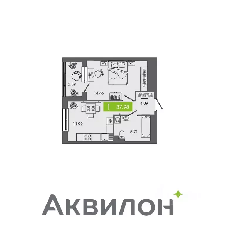 1-к кв. Архангельская область, Северодвинск Аквилон Севен жилой ... - Фото 0