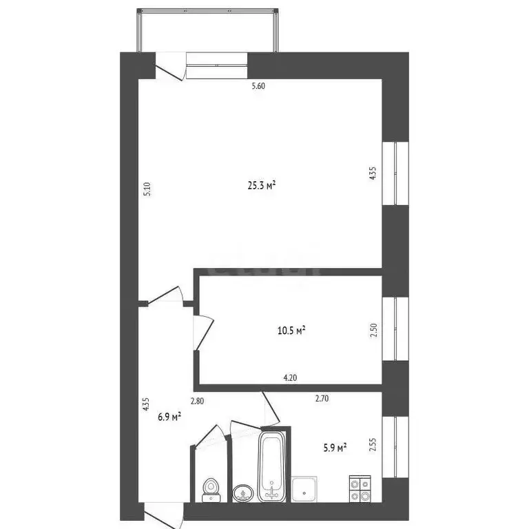 2-комнатная квартира: Кемерово, улица Леонова, 17 (43.7 м) - Фото 1