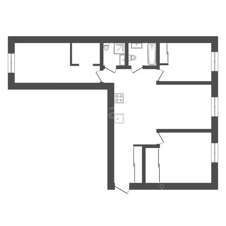 3-к кв. Амурская область, Благовещенск Комсомольская ул., 2 (78.1 м) - Фото 1