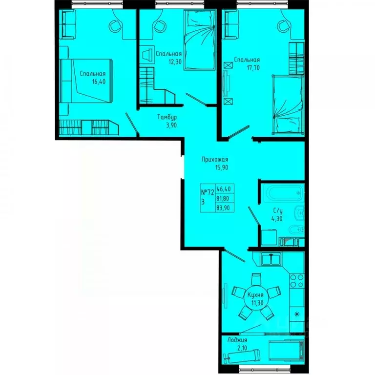 3-к кв. Ленинградская область, Коммунар г. Гатчинский муниципальный ... - Фото 1