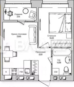 1-к кв. Калужская область, Калуга ул. Счастливая, 9А (34.6 м) - Фото 2