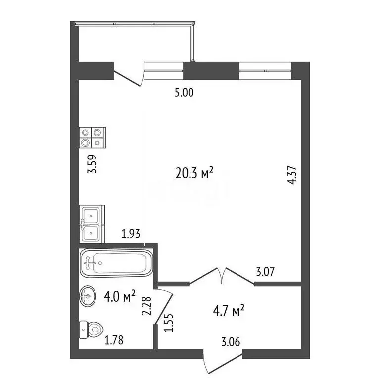Квартира-студия: Стерлитамак, улица Суворова, 6 (29.6 м) - Фото 0