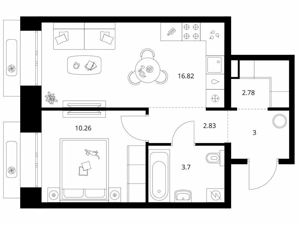 1-комнатная квартира: Улан-Удэ, Советская улица, 6/2 (39.39 м) - Фото 1