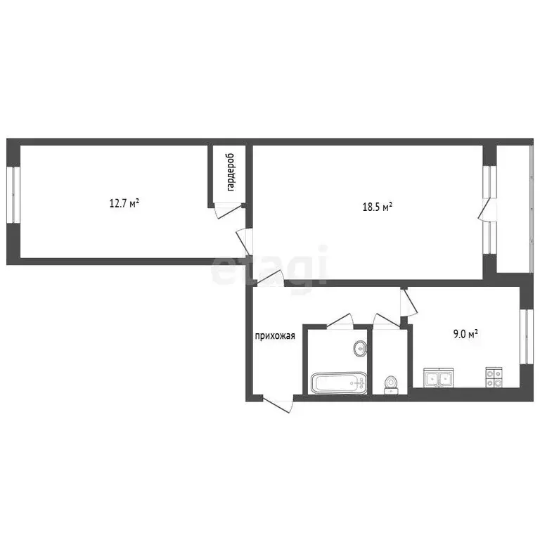 2-комнатная квартира: Челябинск, улица Энгельса, 48 (46.3 м) - Фото 1