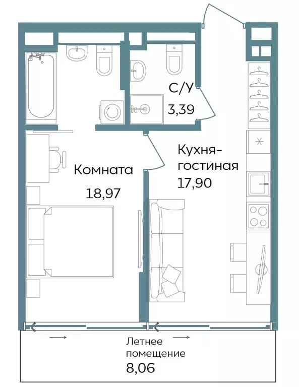 1-комнатная квартира: Республика Крым, Саки, курортный кластер Темпо ... - Фото 0