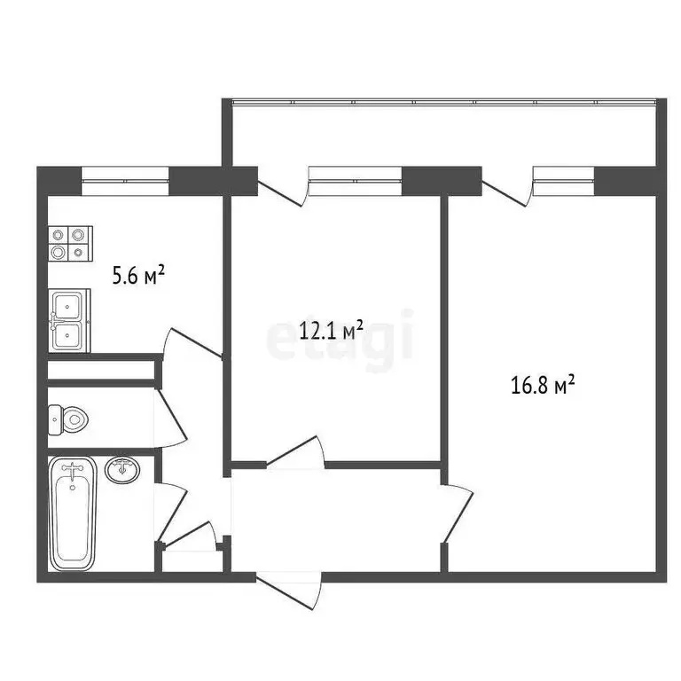 2-комнатная квартира: Куровское, улица Кирова, 12 (46 м) - Фото 1