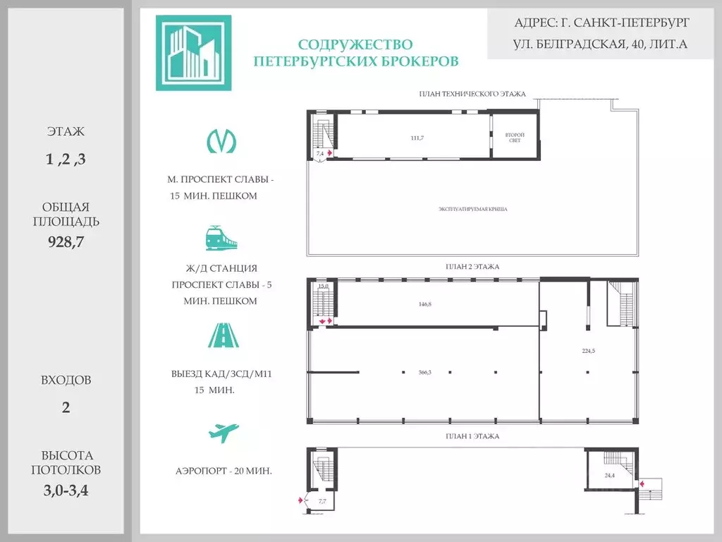 Помещение свободного назначения в Санкт-Петербург Белградская ул., 40 ... - Фото 2