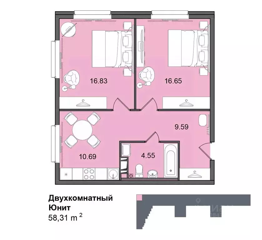 2-к кв. Санкт-Петербург Витебский просп., 99к1 (58.2 м) - Фото 0