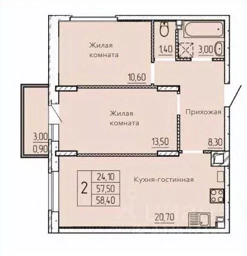 3-к кв. Ростовская область, Батайск ул. Котова, 12к2 (57.0 м) - Фото 2