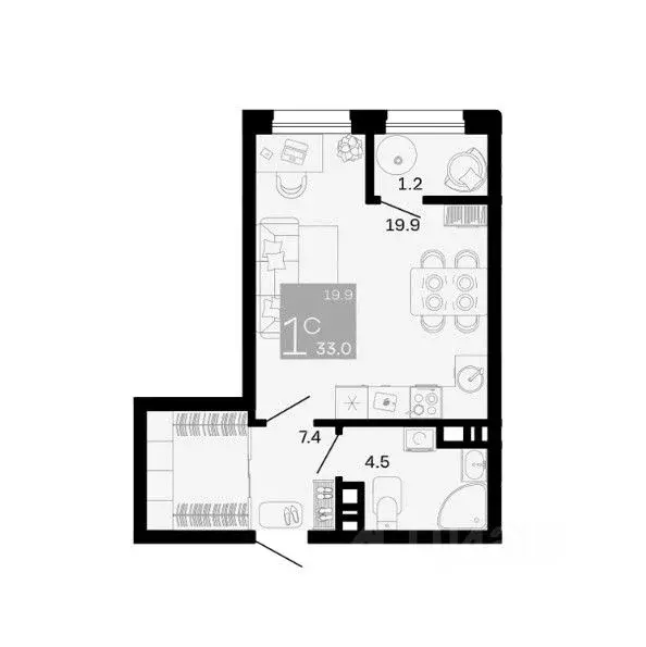 Студия Краснодарский край, Анапа муниципальный округ, с. Супсех Хозяин ... - Фото 1