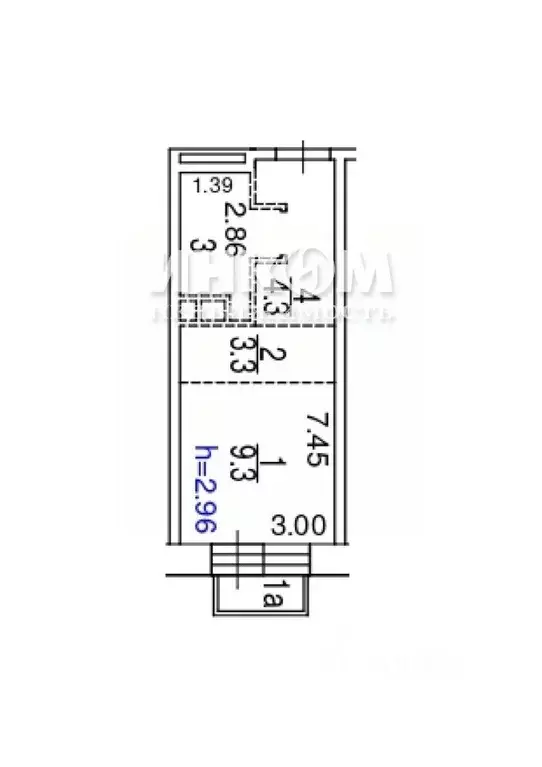 Студия Москва Нагатинская наб., 10А (21.4 м) - Фото 1