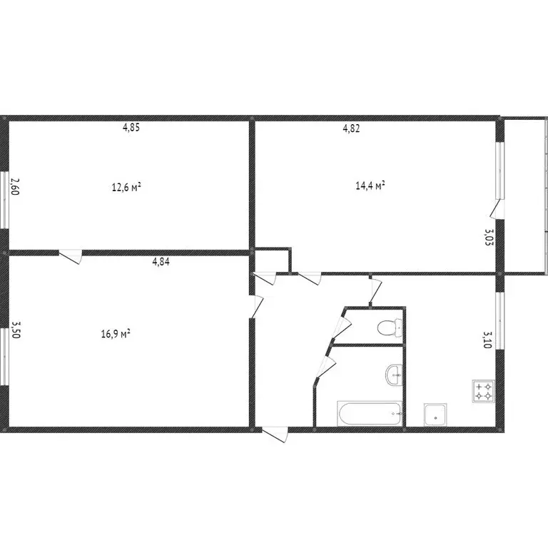 3-комнатная квартира: Калуга, улица Ленина, 85 (62 м) - Фото 0