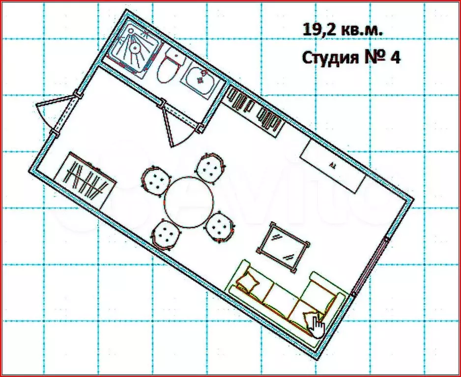 Квартира-студия, 19,4 м, 1/4 эт. - Фото 0