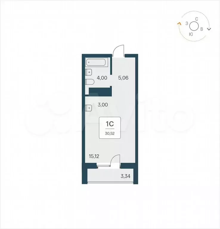 Апартаменты-студия, 30,5 м, 19/25 эт. - Фото 0