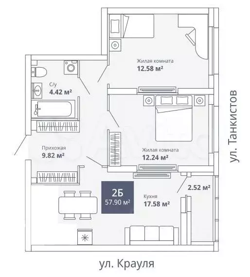 2-к. квартира, 58 м, 23/23 эт. - Фото 0