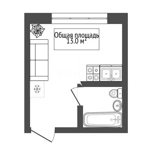 Квартира-студия: Новосибирск, улица Немировича-Данченко, 24/2 (13 м) - Фото 0