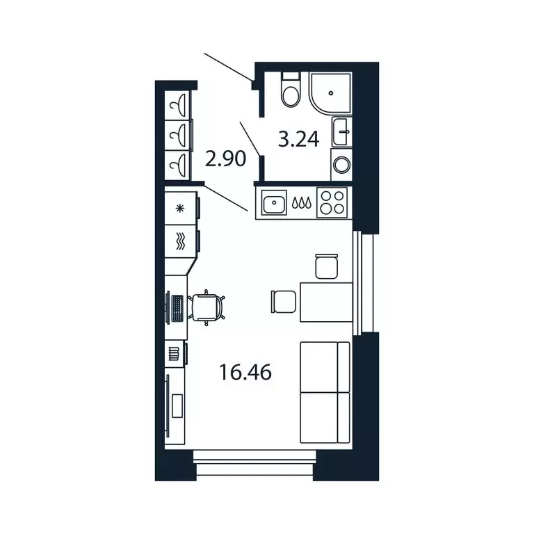 Квартира-студия: Новоселье, Центральная улица, 30к1 (22.5 м) - Фото 1