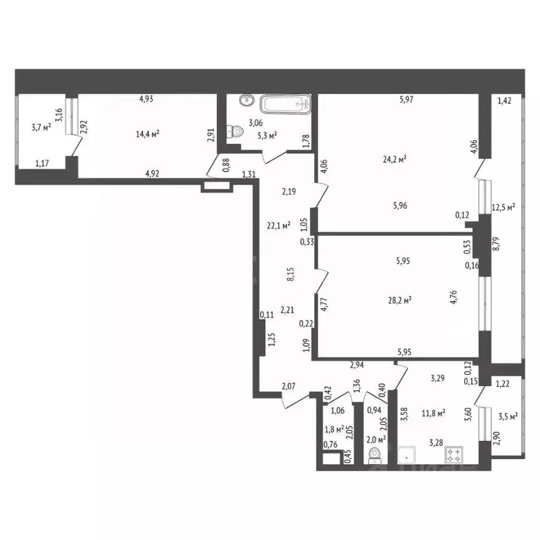 3-к кв. Башкортостан, Уфа ул. Октябрьской Революции, 62/1 (109.8 м) - Фото 2