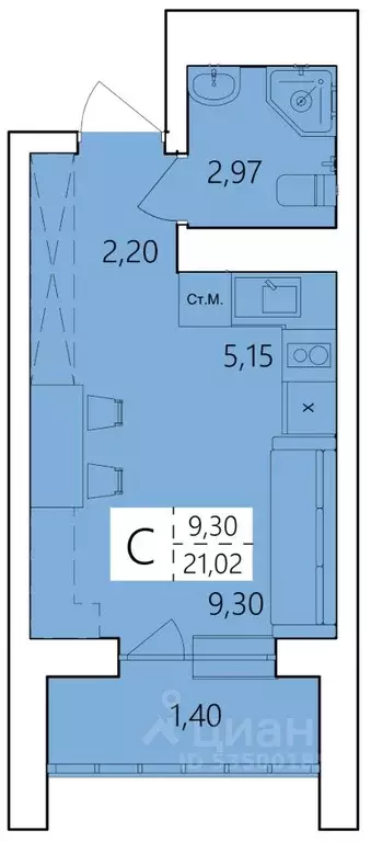 Студия Башкортостан, Уфа ул. Пожарского, 237 (21.02 м) - Фото 1