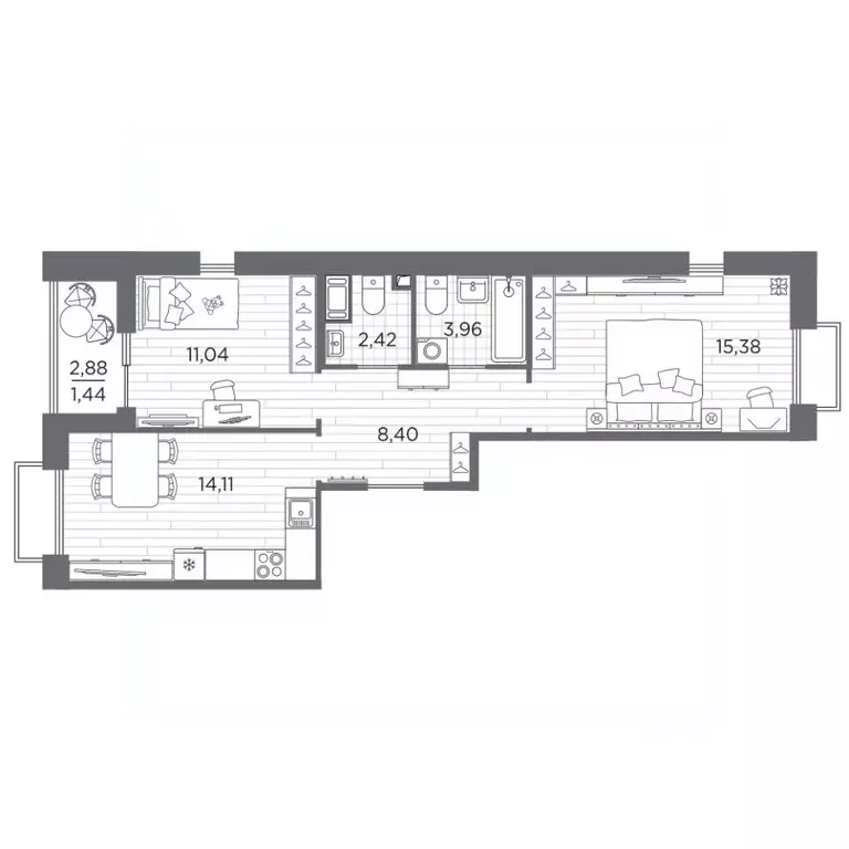 2-к кв. Санкт-Петербург Полюстровский просп., 87 (56.75 м) - Фото 1