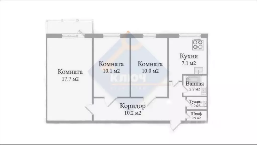 3-к кв. Санкт-Петербург просп. Художников, 5К1 (59.2 м) - Фото 2
