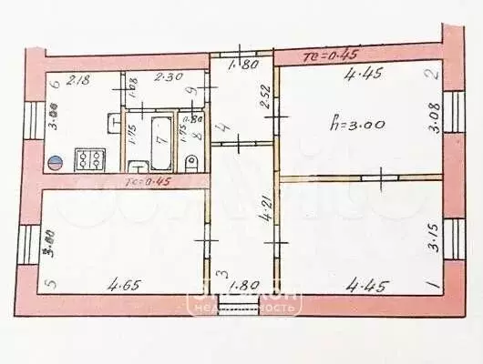 3-к. квартира, 66,5 м, 2/2 эт. - Фото 0