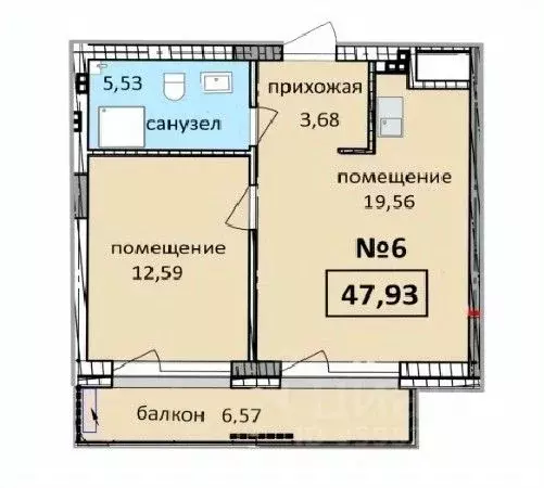 1-к кв. Калининградская область, Балтийск  (47.93 м) - Фото 0
