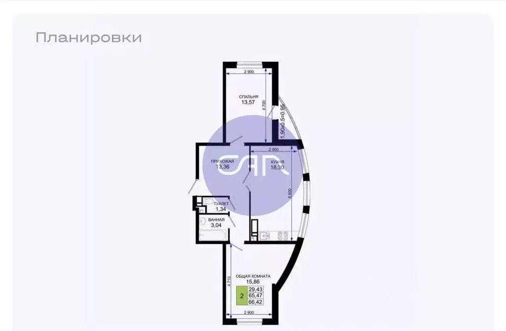 2-к кв. Краснодарский край, Краснодар Ростовское ш., 30 (65.8 м) - Фото 2