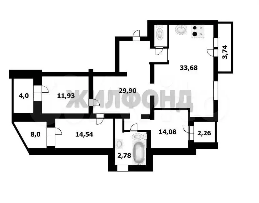 4-к. квартира, 113,7 м, 9/9 эт. - Фото 0