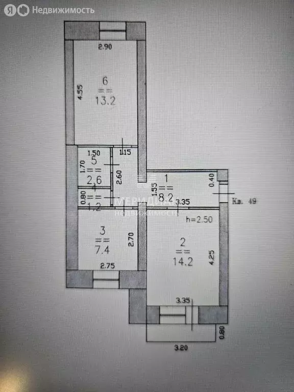 2-комнатная квартира: Бор, улица Свободы, 4 (47.3 м) - Фото 0