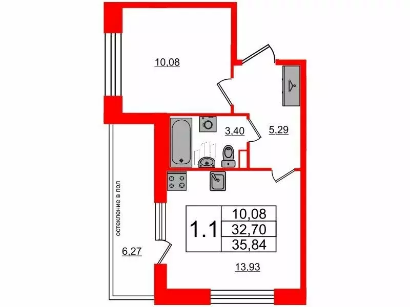 1-комнатная квартира: Санкт-Петербург, Кубинская улица, 78Е (32.7 м) - Фото 0