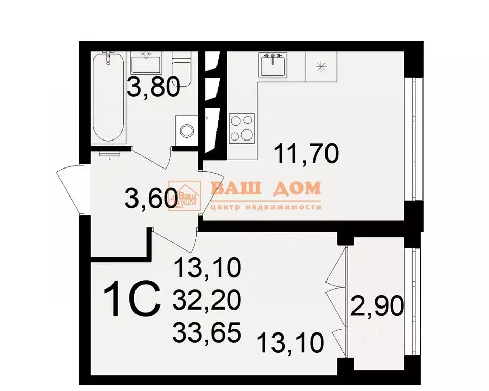 2-к кв. Тульская область, Тула пос. Горелки, Большая ул., 6 (31.43 м) - Фото 2