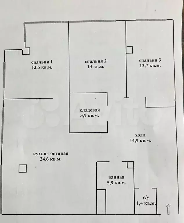 3-к. квартира, 92 м, 14/21 эт. - Фото 0