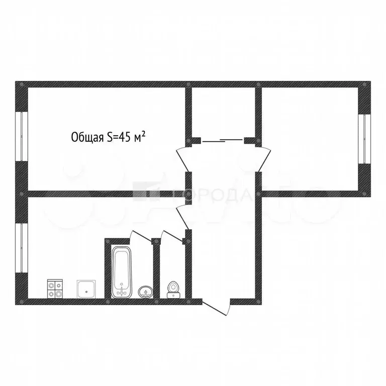 2-к. квартира, 45 м, 4/5 эт. - Фото 0