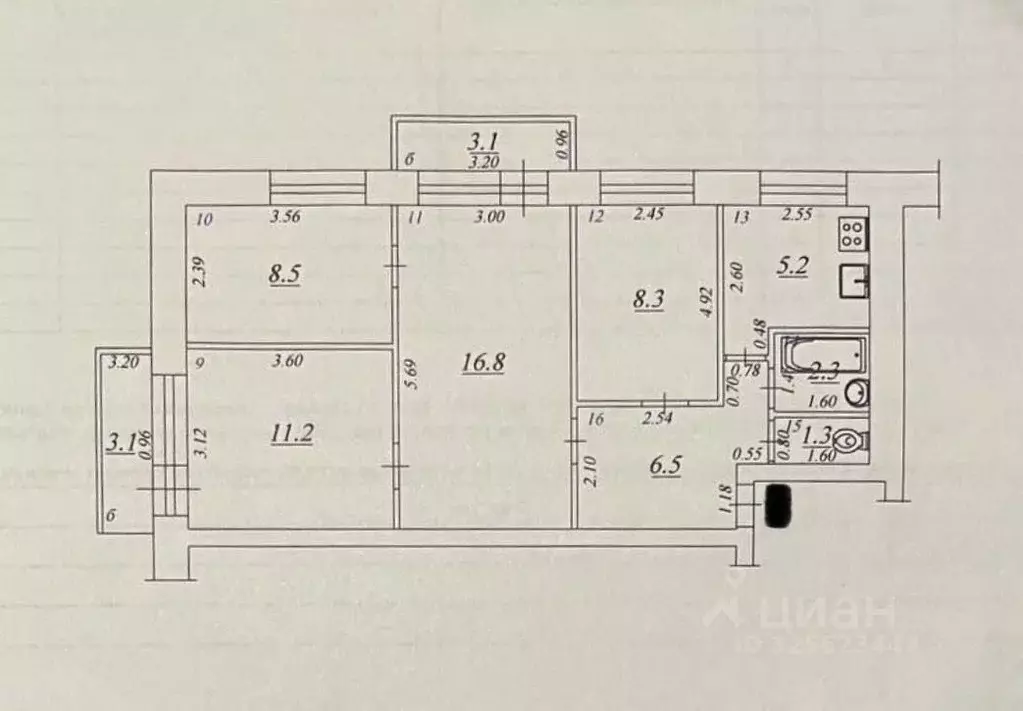 4-к кв. Самарская область, Самара пос. Мехзавод, 15-й кв-л, 4 (60.1 м) - Фото 1