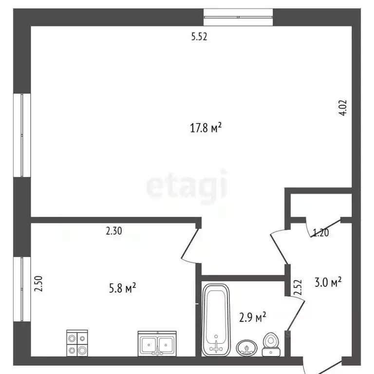 1-к кв. Архангельская область, Архангельск Котласская ул., 11 (31.1 м) - Фото 1