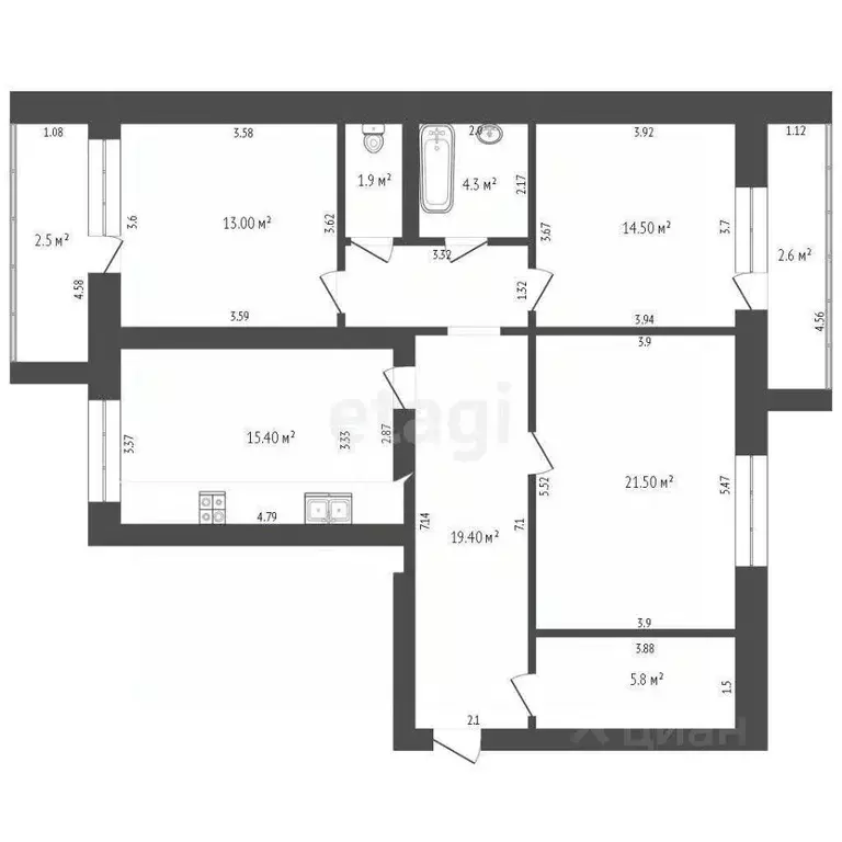 3-к кв. Башкортостан, Стерлитамак Шахтау мкр, ул. Карла Либкнехта, 4В ... - Фото 2